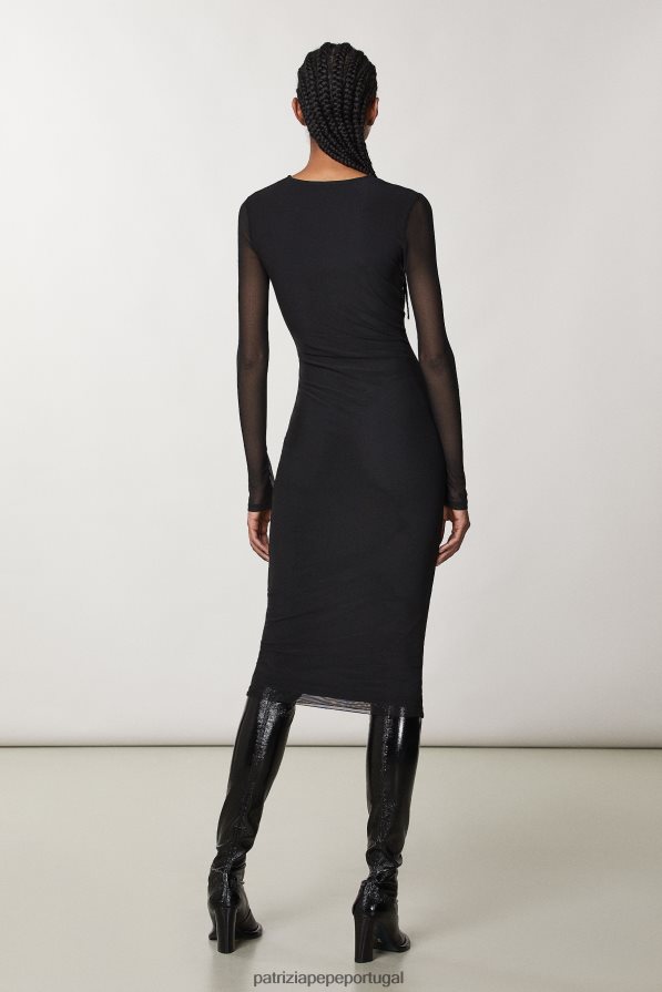 Patrizia Pepe mulheres vestido longo de tule Nero vestuário TX086V133