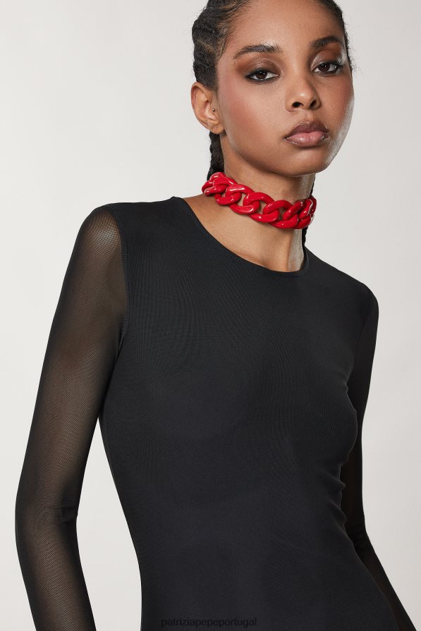 Patrizia Pepe mulheres vestido longo de tule Nero vestuário TX086V133