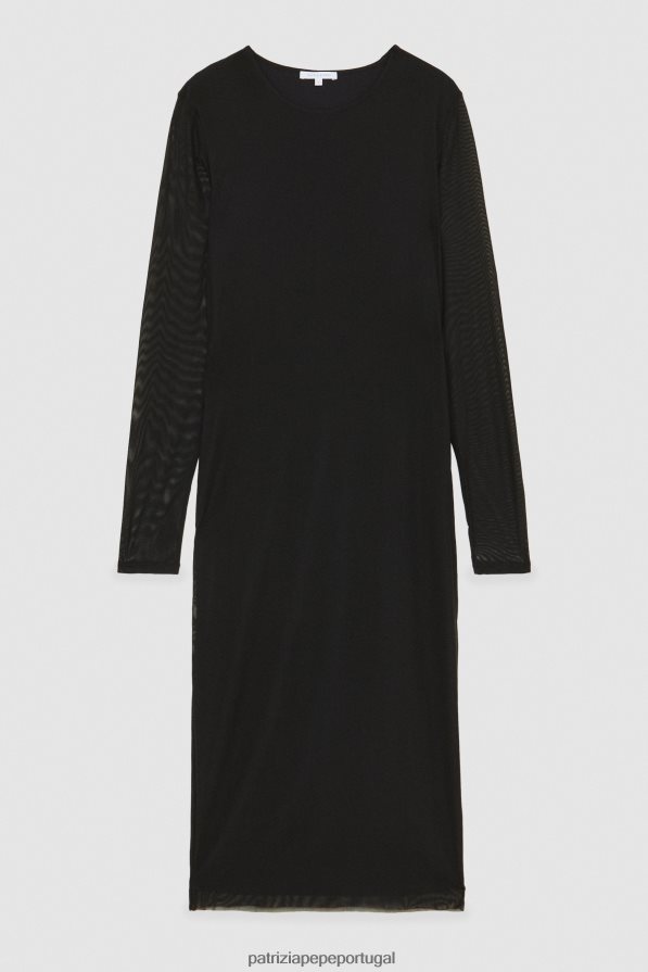 Patrizia Pepe mulheres vestido longo de tule Nero vestuário TX086V133