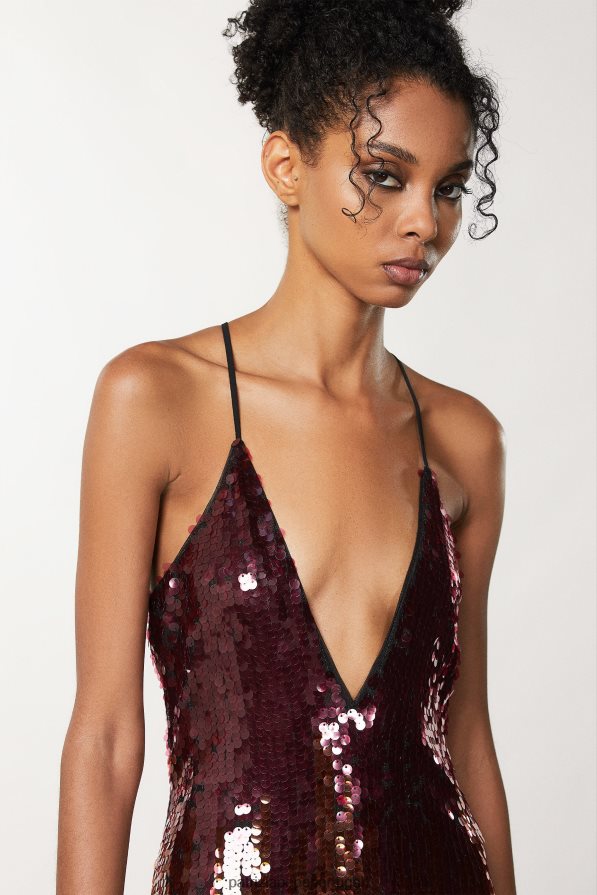 Patrizia Pepe mulheres vestido longo de tule com lantejoulas lantejoulas degradam vestuário TX086V639