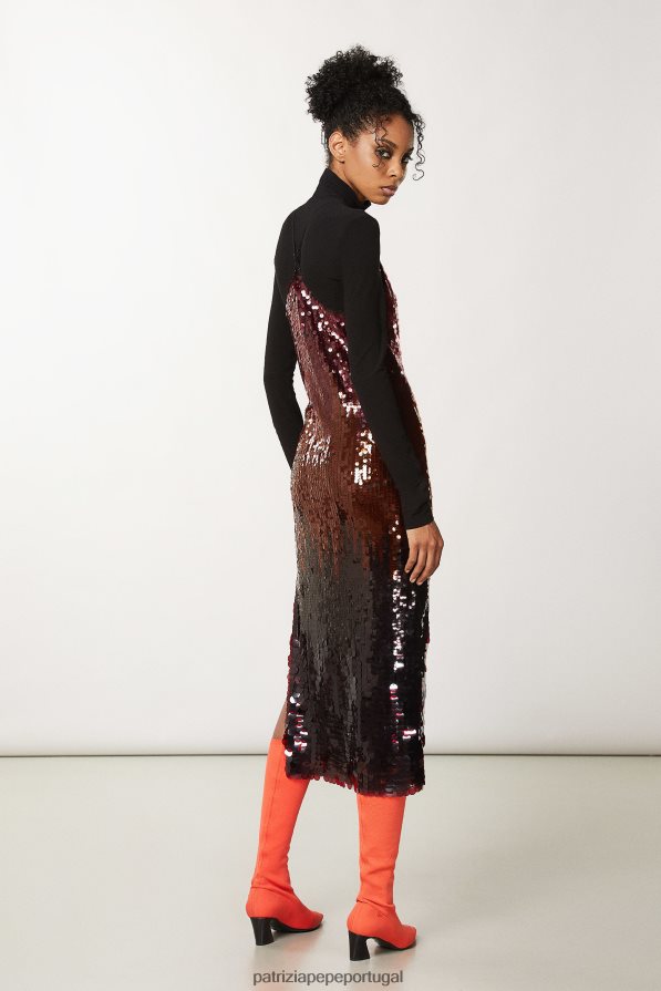 Patrizia Pepe mulheres vestido longo de tule com lantejoulas lantejoulas degradam vestuário TX086V639