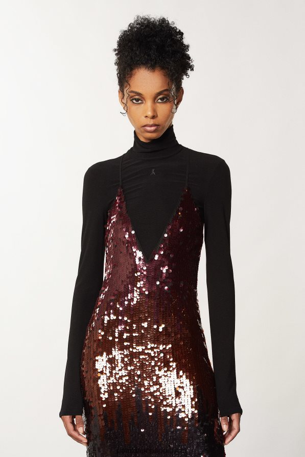 Patrizia Pepe mulheres vestido longo de tule com lantejoulas lantejoulas degradam vestuário TX086V639