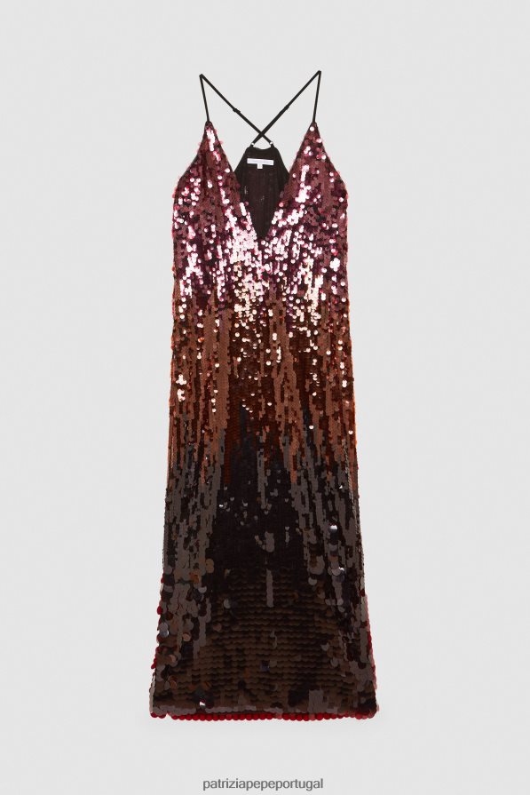 Patrizia Pepe mulheres vestido longo de tule com lantejoulas lantejoulas degradam vestuário TX086V639