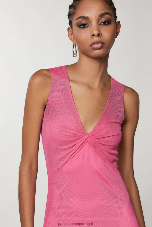 Patrizia Pepe mulheres vestido midi com detalhe de nó pétala fúcsia vestuário TX086V246