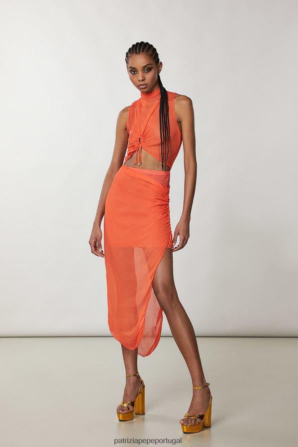 Patrizia Pepe mulheres vestido midi com recorte coral intenso vestuário TX086V352