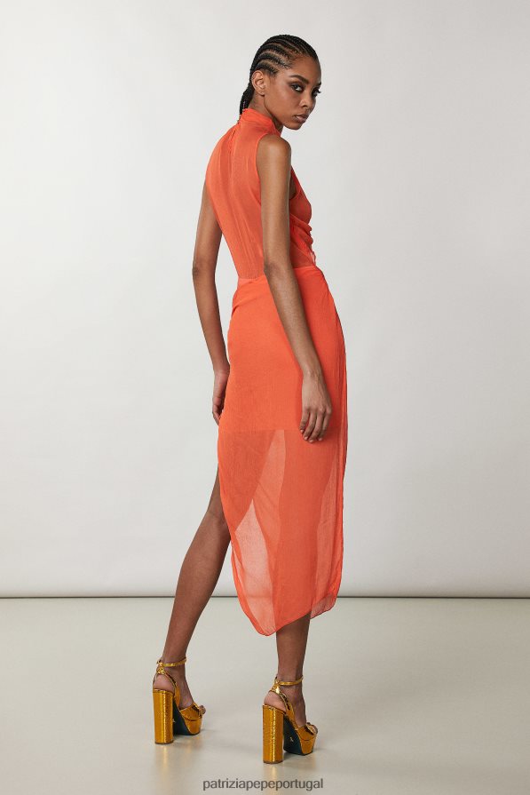 Patrizia Pepe mulheres vestido midi com recorte coral intenso vestuário TX086V352