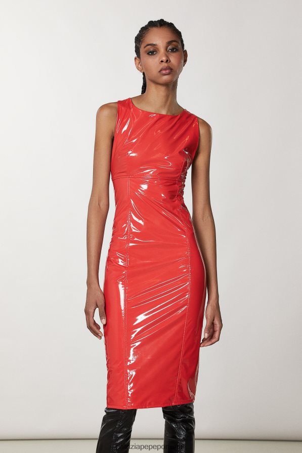 Patrizia Pepe mulheres vestido midi corrida vermelha vestuário TX086V144