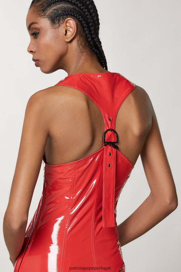 Patrizia Pepe mulheres vestido midi corrida vermelha vestuário TX086V144