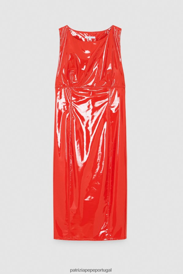 Patrizia Pepe mulheres vestido midi corrida vermelha vestuário TX086V144