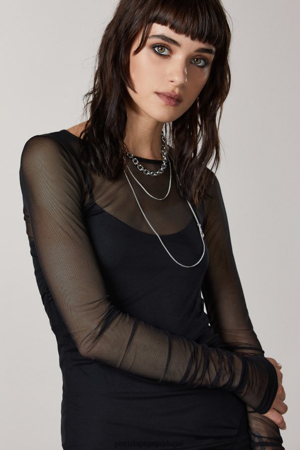 Patrizia Pepe mulheres vestido midi de tule Nero vestuário TX086V567