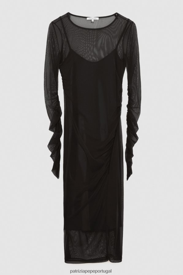 Patrizia Pepe mulheres vestido midi de tule Nero vestuário TX086V567