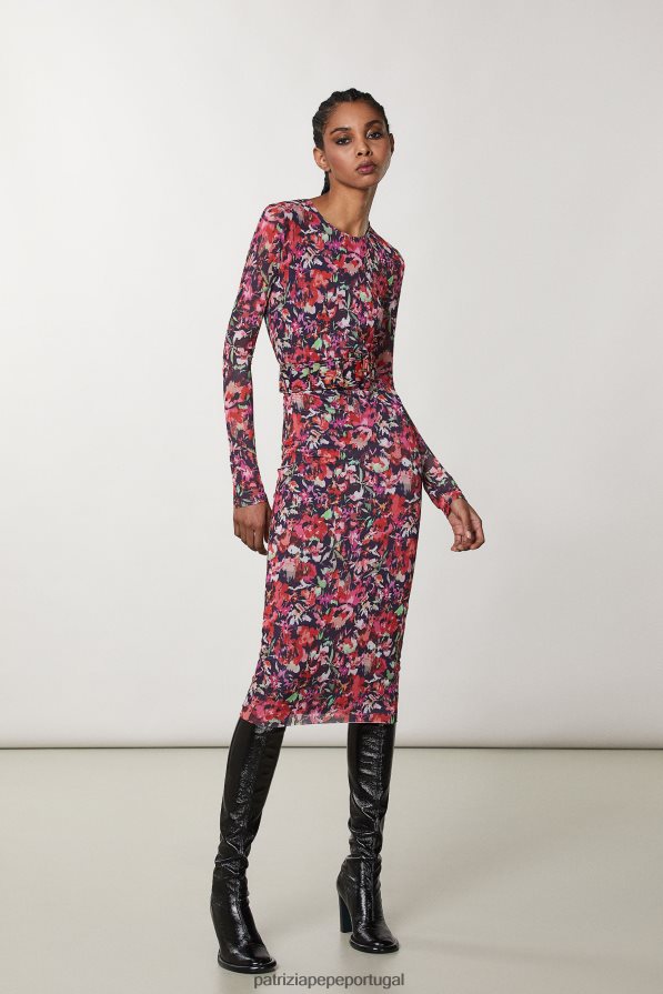 Patrizia Pepe mulheres vestido midi de tule flormarciana vestuário TX086V72