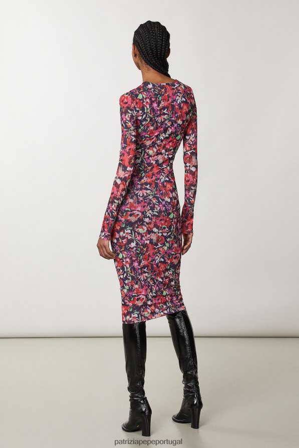 Patrizia Pepe mulheres vestido midi de tule flormarciana vestuário TX086V72