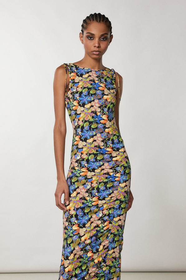 Patrizia Pepe mulheres vestido midi em jersey flor do metaverso vestuário TX086V693