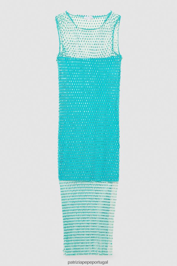 Patrizia Pepe mulheres vestido midi em malha com strass água cristalina brilhante vestuário TX086V209