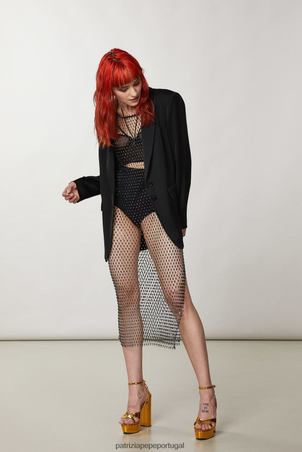 Patrizia Pepe mulheres vestido midi em malha com strass multicolor escuro brilhante vestuário TX086V339