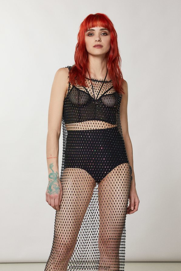 Patrizia Pepe mulheres vestido midi em malha com strass multicolor escuro brilhante vestuário TX086V339