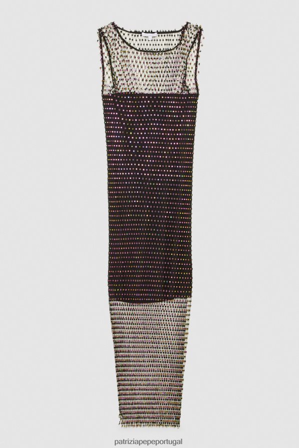 Patrizia Pepe mulheres vestido midi em malha com strass multicolor escuro brilhante vestuário TX086V339