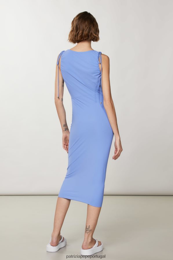 Patrizia Pepe mulheres vestido midi essencial cerâmica azul vestuário TX086V192