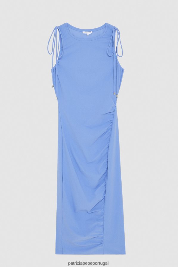 Patrizia Pepe mulheres vestido midi essencial cerâmica azul vestuário TX086V192