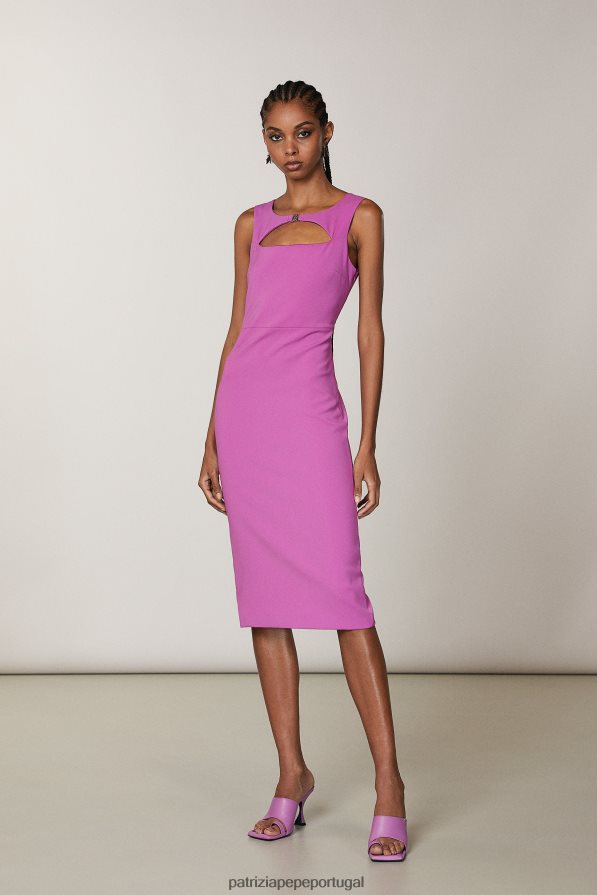 Patrizia Pepe mulheres vestido midi essencial orquídea roxa vestuário TX086V529