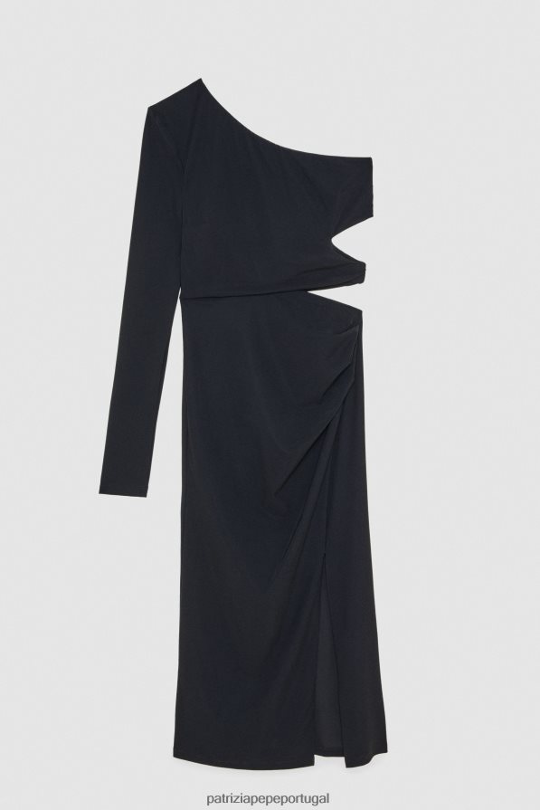 Patrizia Pepe mulheres vestido midi ombro único Nero vestuário TX086V17