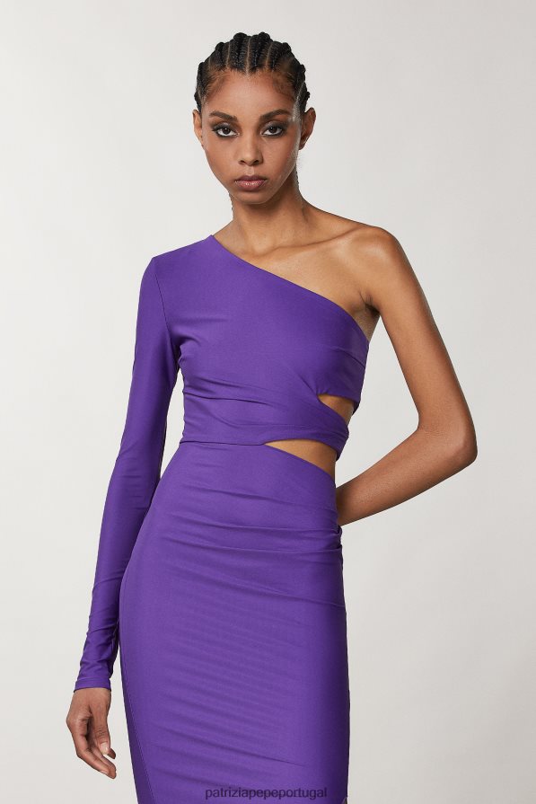 Patrizia Pepe mulheres vestido midi ombro único violeta sexy vestuário TX086V341