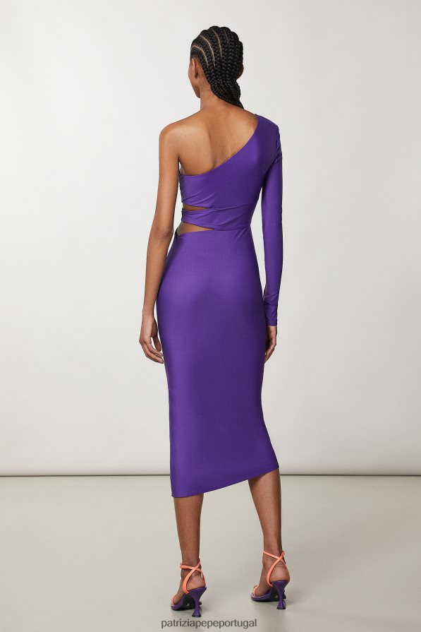 Patrizia Pepe mulheres vestido midi ombro único violeta sexy vestuário TX086V341