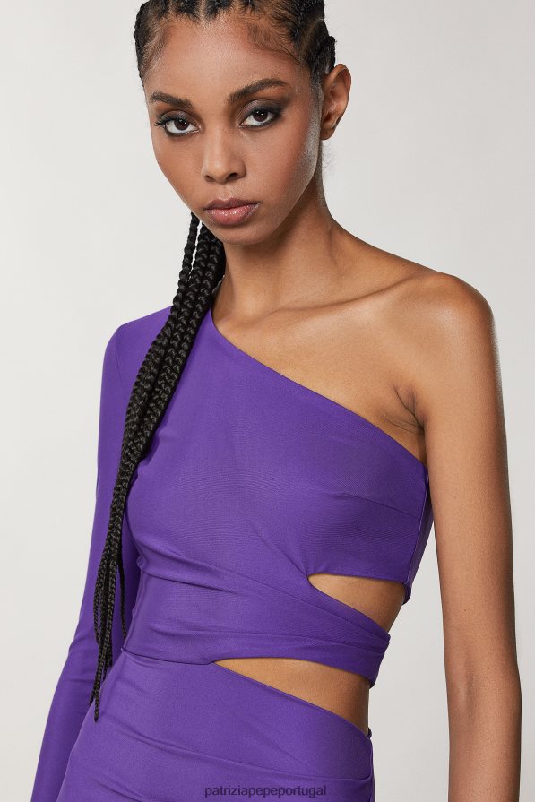 Patrizia Pepe mulheres vestido midi ombro único violeta sexy vestuário TX086V341