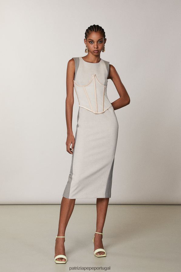 Patrizia Pepe mulheres vestido midi sem manga mistura natural vestuário TX086V423