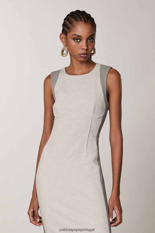 Patrizia Pepe mulheres vestido midi sem manga mistura natural vestuário TX086V423