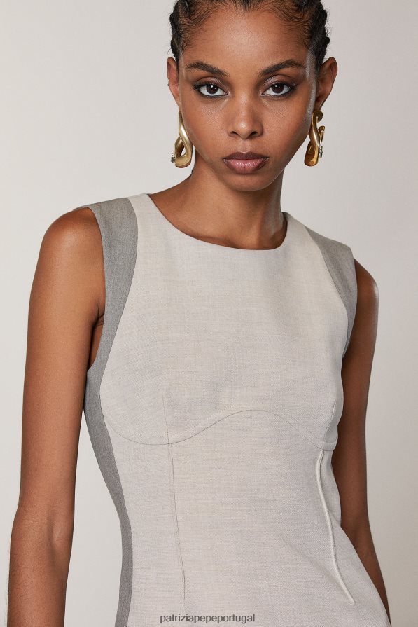 Patrizia Pepe mulheres vestido midi sem manga mistura natural vestuário TX086V423