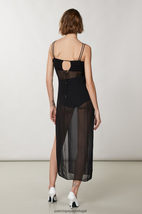 Patrizia Pepe mulheres vestido midi slip Nero vestuário TX086V293