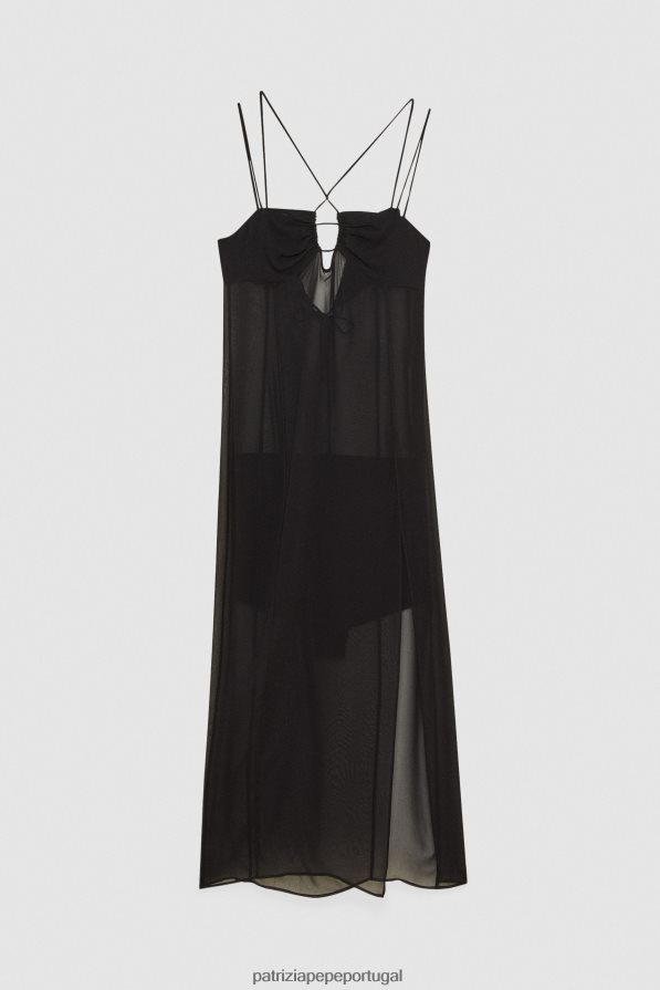 Patrizia Pepe mulheres vestido midi slip Nero vestuário TX086V293