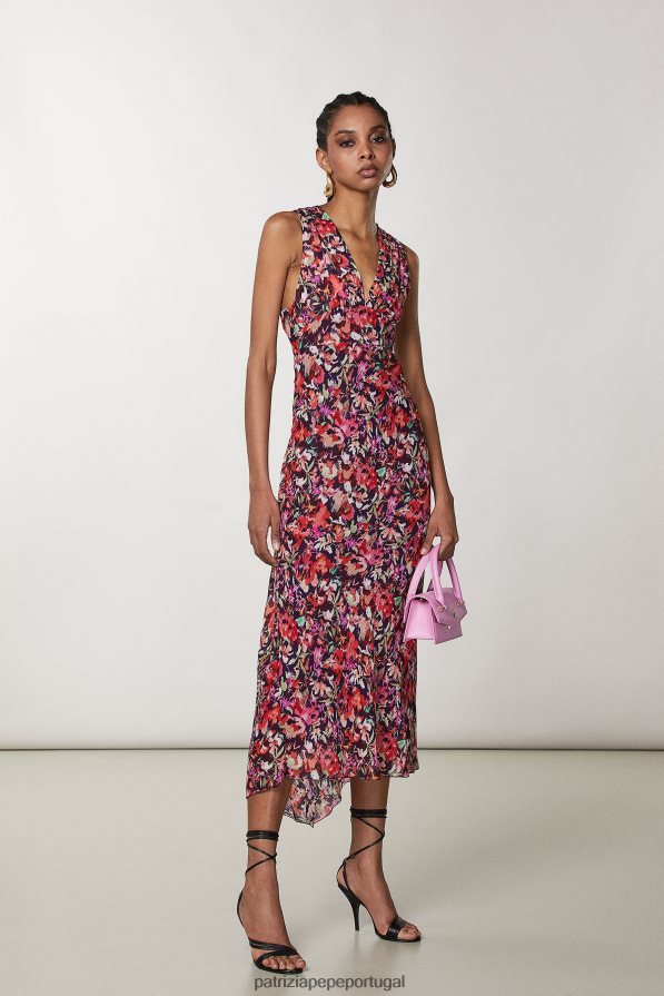 Patrizia Pepe mulheres vestido midi viscose flormarciana vestuário TX086V56