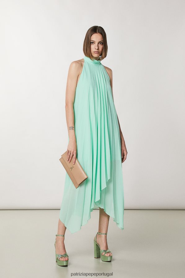 Patrizia Pepe mulheres vestido plissado sem mangas planeta verde vestuário TX086V60