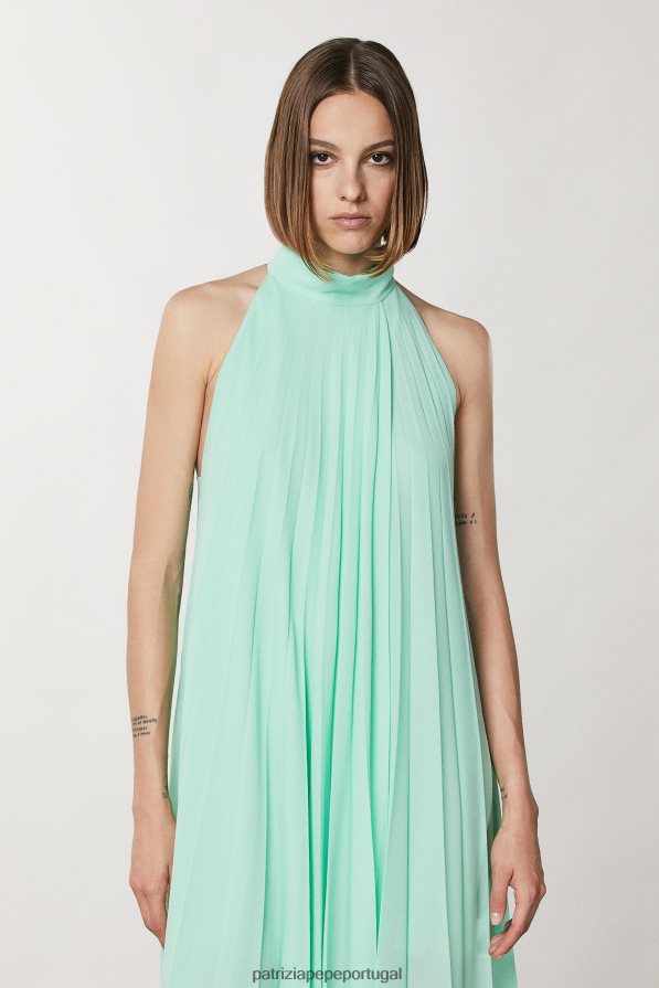 Patrizia Pepe mulheres vestido plissado sem mangas planeta verde vestuário TX086V60