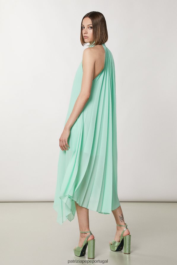 Patrizia Pepe mulheres vestido plissado sem mangas planeta verde vestuário TX086V60