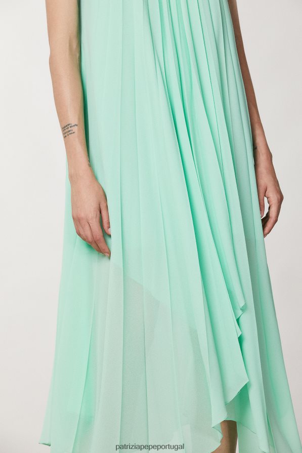 Patrizia Pepe mulheres vestido plissado sem mangas planeta verde vestuário TX086V60