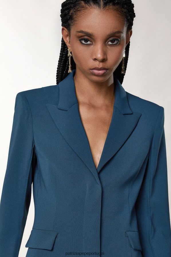 Patrizia Pepe mulheres jaqueta essencial de crepe azul gasolina vestuário TX086V137