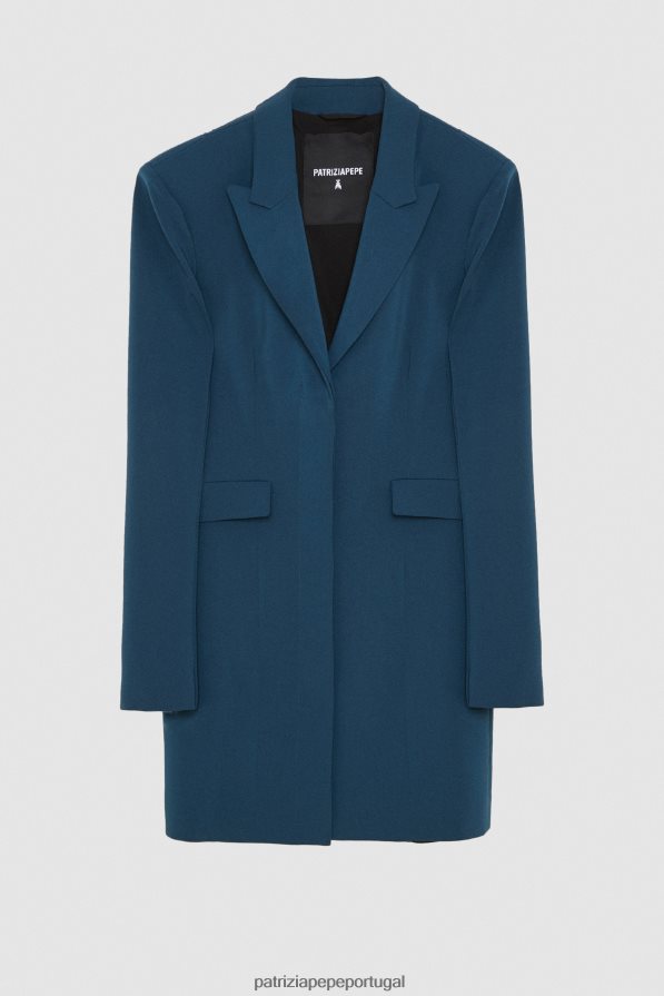 Patrizia Pepe mulheres jaqueta essencial de crepe azul gasolina vestuário TX086V137