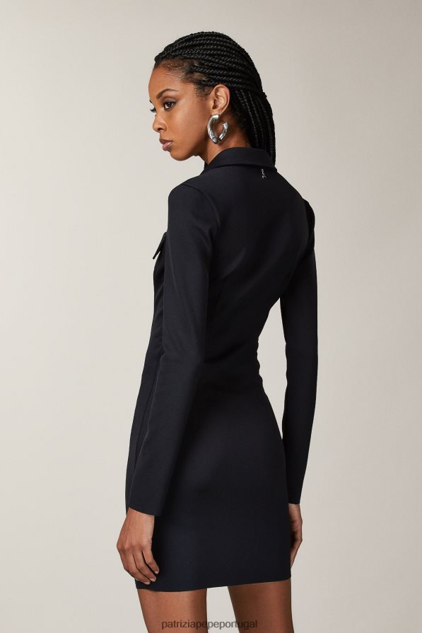 Patrizia Pepe mulheres mini vestido com decote profundo Nero vestuário TX086V450