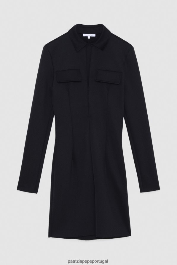 Patrizia Pepe mulheres mini vestido com decote profundo Nero vestuário TX086V450