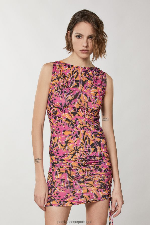 Patrizia Pepe mulheres mini vestido de praia laranja suculenta abstrata vestuário TX086V237