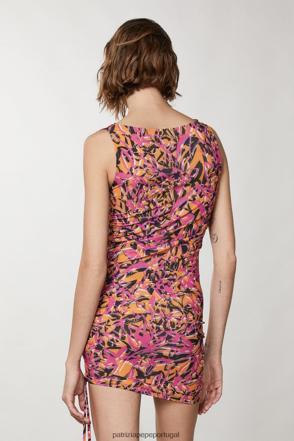 Patrizia Pepe mulheres mini vestido de praia laranja suculenta abstrata vestuário TX086V237