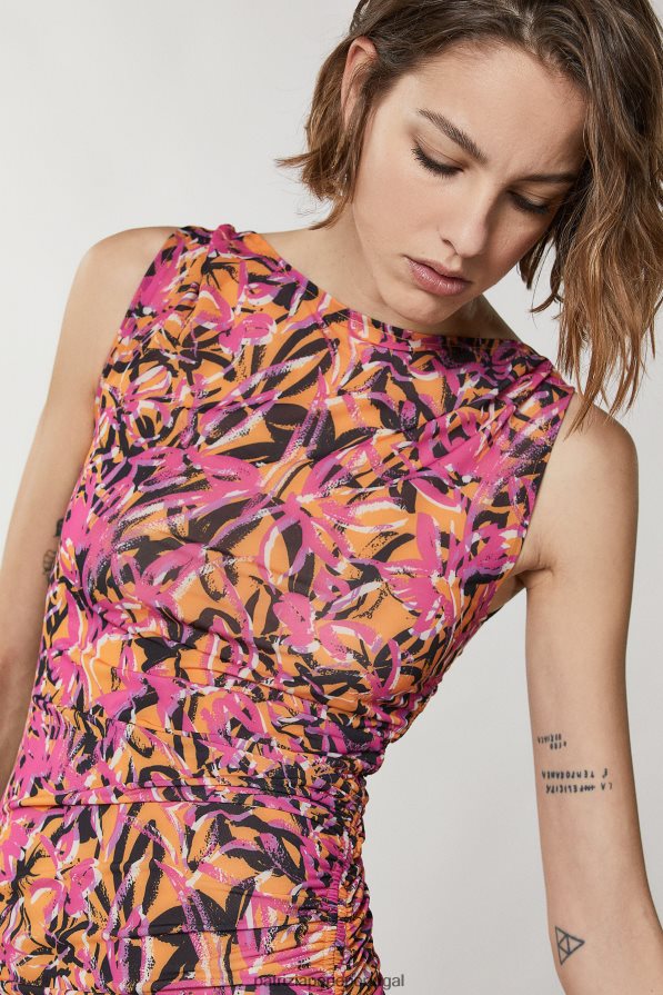 Patrizia Pepe mulheres mini vestido de praia laranja suculenta abstrata vestuário TX086V237