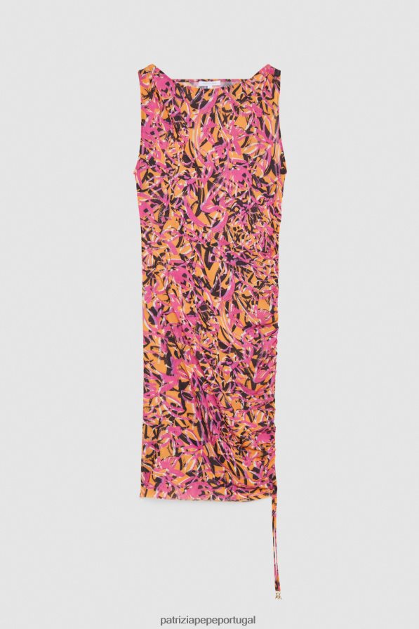 Patrizia Pepe mulheres mini vestido de praia laranja suculenta abstrata vestuário TX086V237