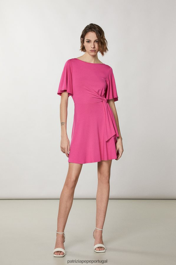 Patrizia Pepe mulheres minivestido com decote canoa pétala fúcsia vestuário TX086V248