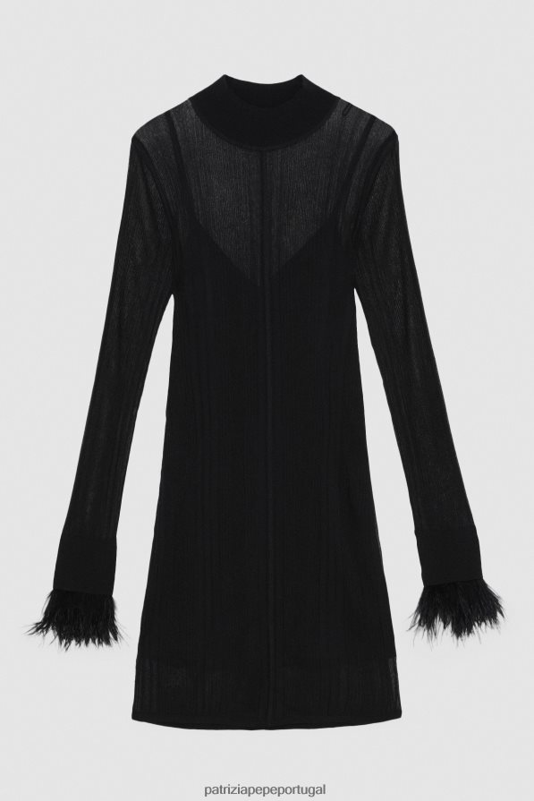 Patrizia Pepe mulheres minivestido com detalhe de penas Nero vestuário TX086V512