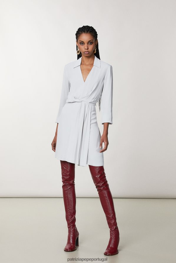 Patrizia Pepe mulheres minivestido em crepe cinza mineral vestuário TX086V64